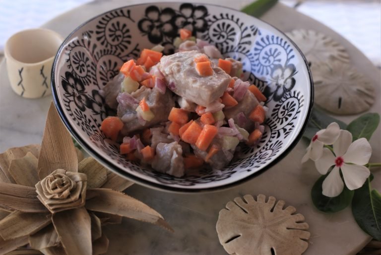 Traditional Tahitian Salad – Raw Tuna with Carrots, Cucumbers and Coconut Milk