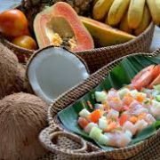 Tahiti-feuille de bananier- Polynésie-noix de coco-papaye