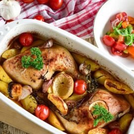 Volaille du pays d'auge au livarot et aux pommes fondantes